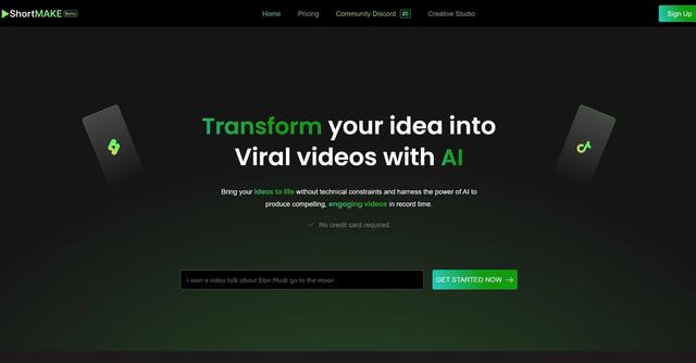 Shortmake - Shortmake is an AI-powered tool that simplifies the process of creating viral videos.