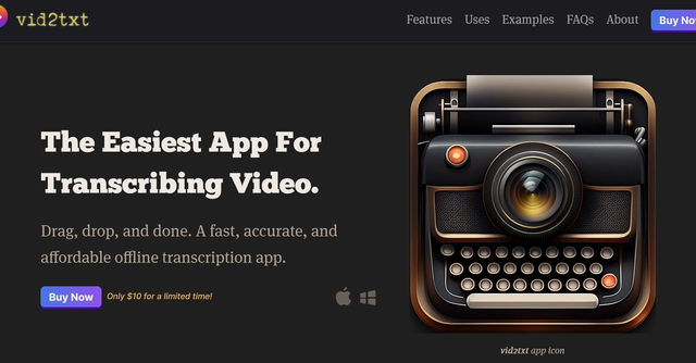 Vid2txt - The easiest app for transcribing video (and audio).