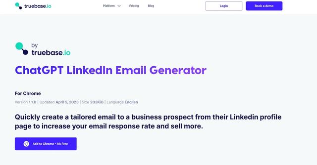 ChatGPT LinkedIn Email Generator - Quickly create a tailored email to a business prospect from their Linkedin profile page to increase your email response rate and sell more.