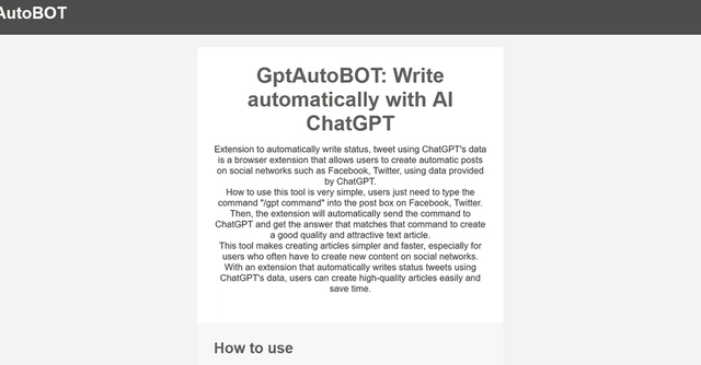 GPTAutoBot - Write automatically with AI ChatGPT