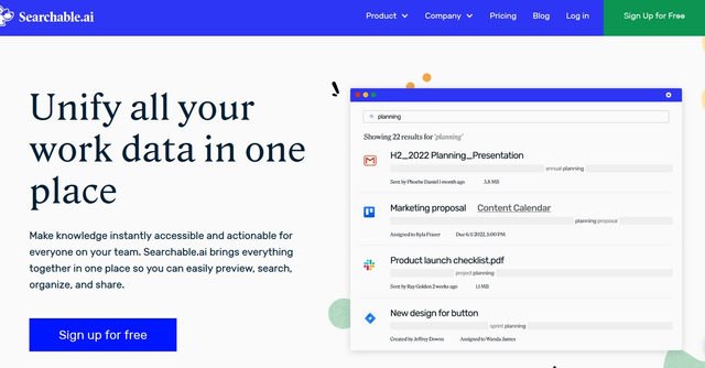 Searchable.ai - Unify all your work data in one place