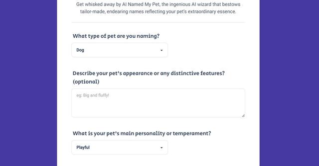 AI Named My Pet - Let AI Named My Pet Give Your Furry Friend the Perfect Name