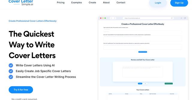 CoverLetterSimple.ai - The quickest way to write cover letters