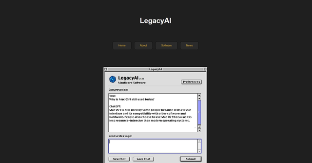 Legacy AI - LegacyAI is a ChatGPT client designed specifically for older Mac OS systems.