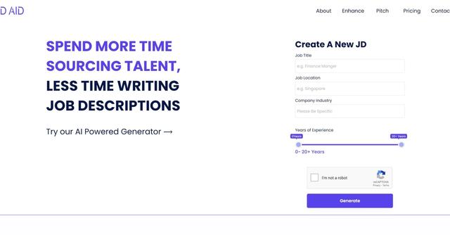JD AID - Spend more time sourcing talent, less time writing job descriptions.