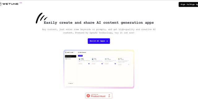 Wetune - Generated content for no-code app creation.