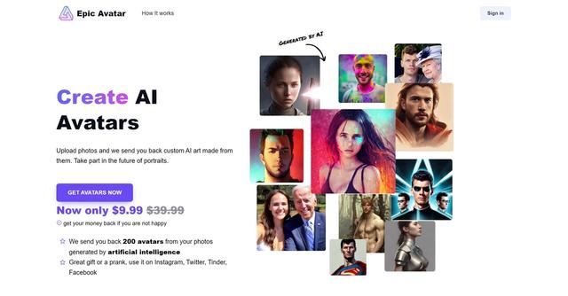 Epic Avatar - Epic Avatar is an AI-powered profile picture generator that enables users to create custom AI avatar profile pictures from their own photos.