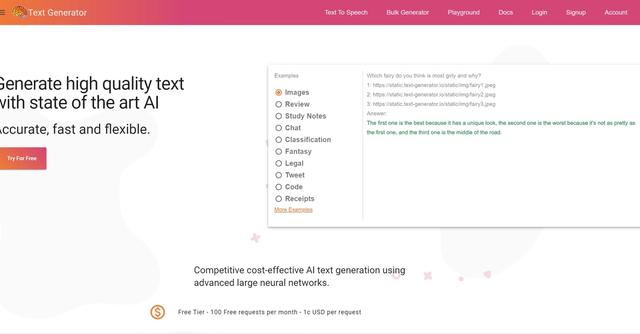Text Generator - Text Generator is a tool that utilizes advanced large neural networks to generate realistic text at competitive costs