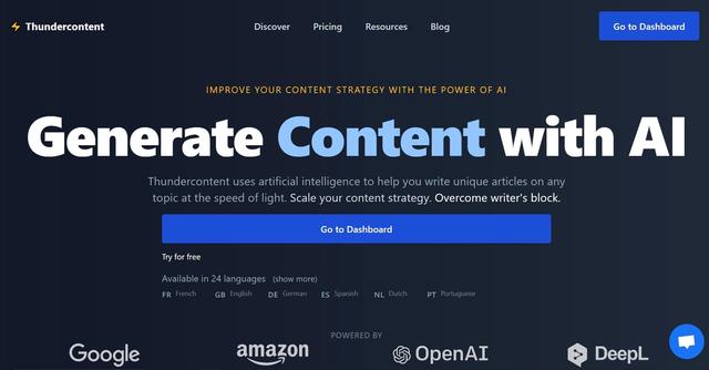 Thundercontent - Generate unique content & audio with AI, quickly & easily.