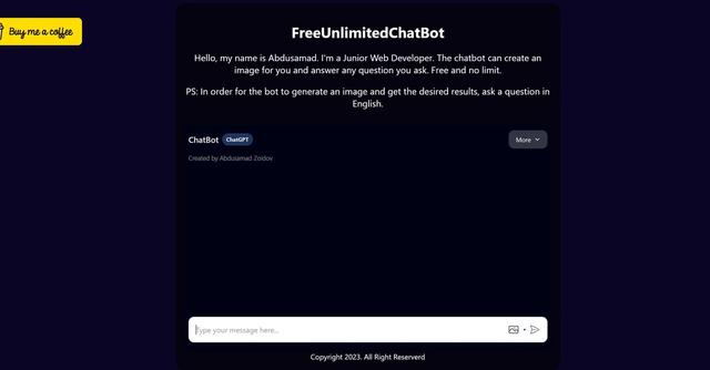 Free Unlimited Chat Bot - Unlimited free chatbot for image creation and answering questions.