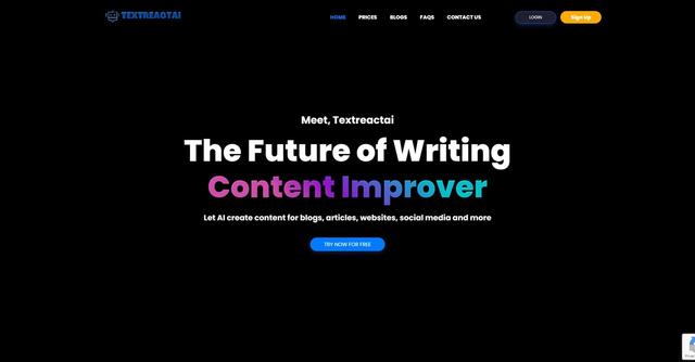 Textreactai - Let AI create content for blogs, articles, websites, social media and more