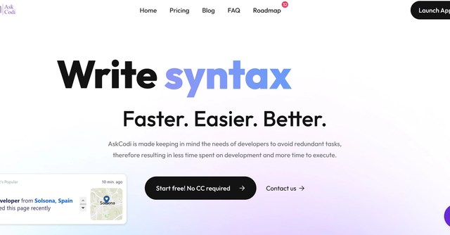 AskCodi - Help developers write syntax, comments, and tests faster, easier, and better.