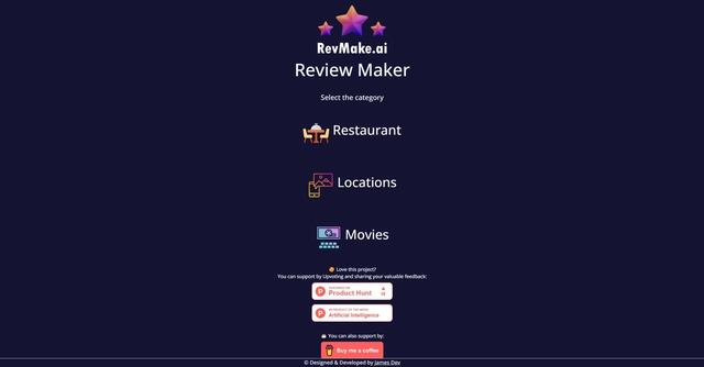 RevMakeAI - Generated reviews for all subjects and items.