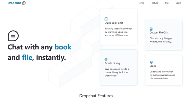 Dropchat - Custom ChatGPT for any book, file, audio, video, and website.