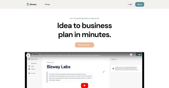Bizway - Turn your business ideas into actionable roadmaps with Bizway
