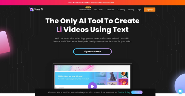 Steve AI - Create live & Animated videos from text content for social media