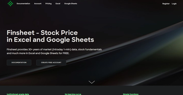 Finsheet - Finsheet provides stock price in Excel
