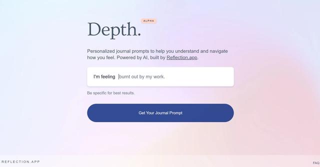 Depth - Journal prompts for emotional self-reflection.
