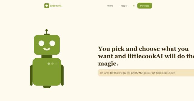 Littlecook.io - LittlecookAI is an AI-powered tool that allows users to create unique recipes based on selected ingredients, providing a fun and creative platform for culinary exploration.