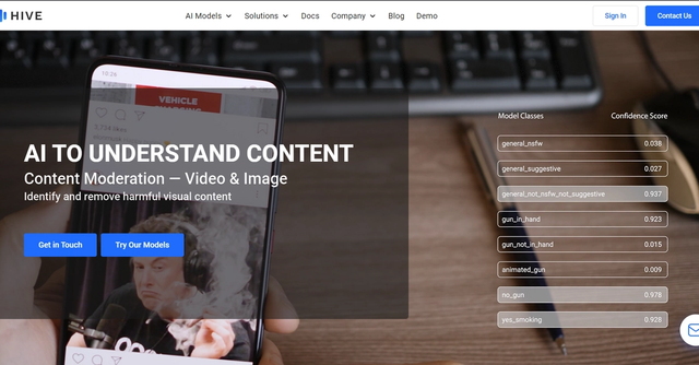 Hive - Hive is a cloud-based AI solution that provides developers with pre-trained AI models to understand complex content and integrate them into their applications.