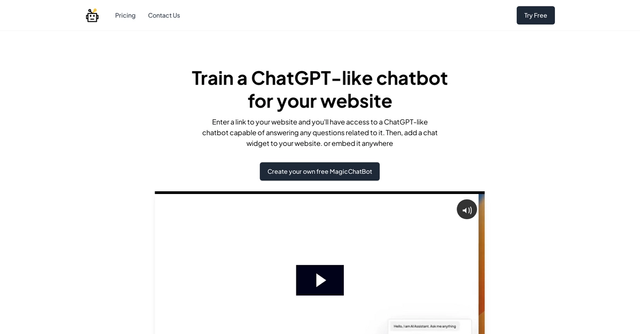 MagicChat AI - Train a ChatGPT-like chatbot for your website