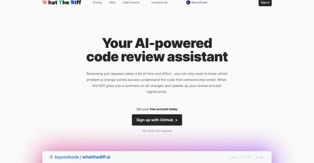 WhatTheDiff - Code review assistant saves time & provides pull request summaries.