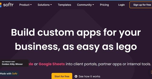 Softr Studio - Build custom apps from Airtable/Google Sheets with lego-level ease.