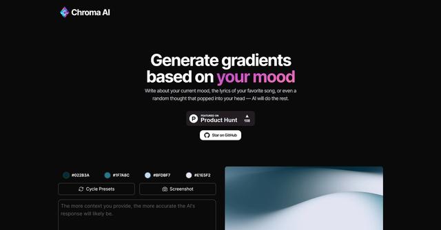 Chroma AI - Gradient generation for emotional association in design.