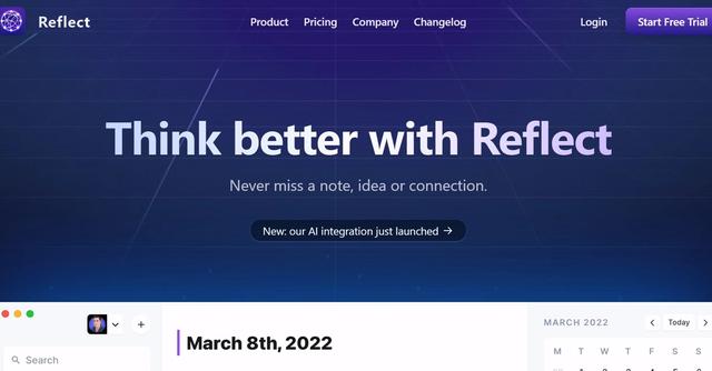Reflect AI - Create a second brain to take notes & write with AI-powered backlinks.