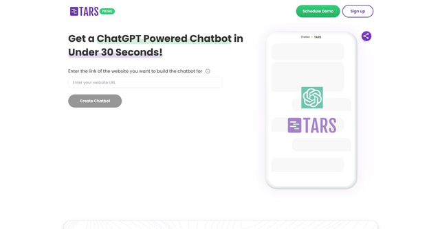 Tars Prime - Customer service chatbots for websites.