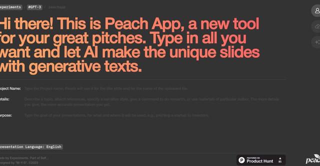 Peach - Peach App is an AI-powered tool that generates unique and personalized slides for great pitches.