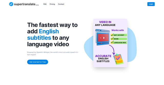 Supertranslate - Add English subtitles to any language video in one click