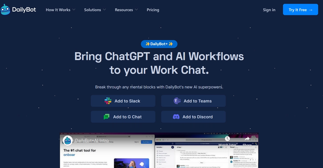 DailyBot - Bring ChatGPT and AI Workflows to your Work Chat.