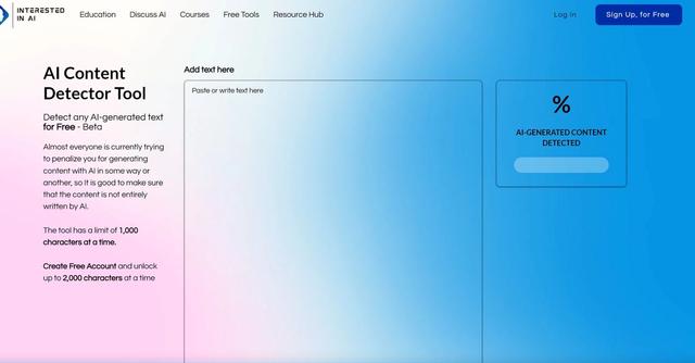 InterestedinAI - Detect any AI-generated text with this free Tool