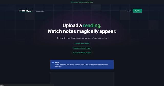Notedly - Notedly is a tool that automatically generates notes from assigned readings, helping students save time and comprehend complex content more efficiently.