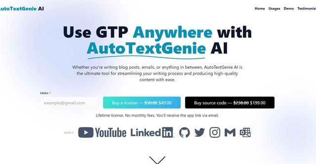 AutoTextGenie AI - Power of GPT-4 for all your Social Media Needs