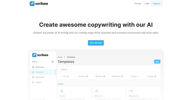Scribee - AI-powered copywriting tool with customizable templates for high-quality content creation