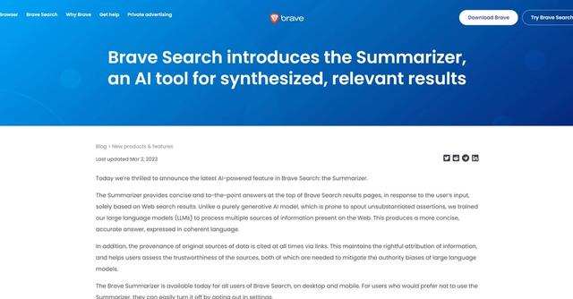Brave Search Summarizer - Summarized web search results.