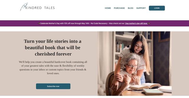 Kindred Tales - Capture and preserve life stories in a professionally designed keepsake book