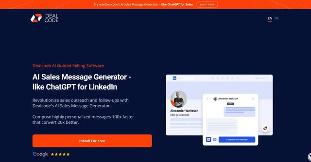 Deal Code - Generated high-converting personalized sales messages.