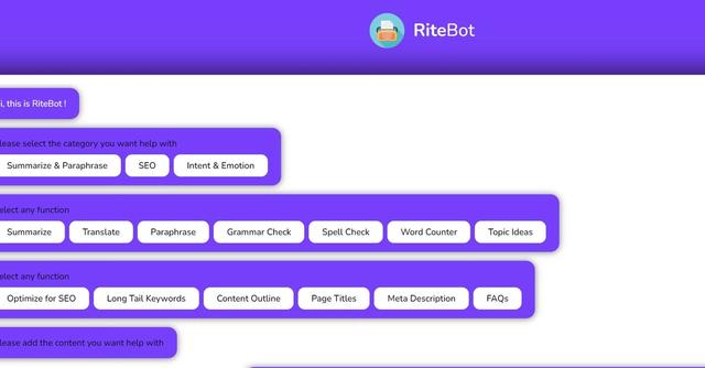 RiteBot  - Experience Cutting-Edge AI Tools for Writing with RiteBot