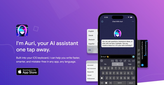 Auri AI - Writing assistant built into your iOS keyboard