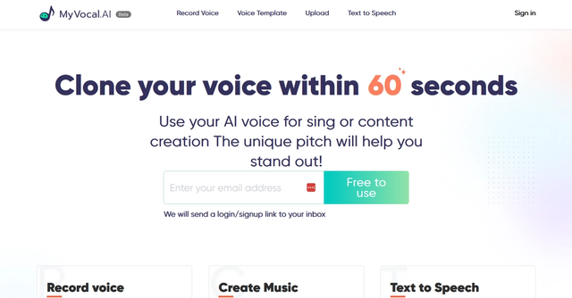 MyVocal AI - Instant Voice Cloning for Text-to-Speech and Singing