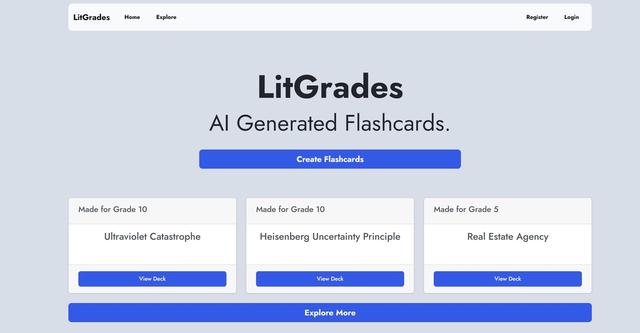 LitGrades - AI flashcards for students. Browse or create for any topic