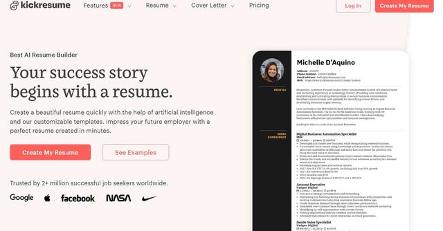 Kickresume - Create a beautiful resume/cover letter in seconds