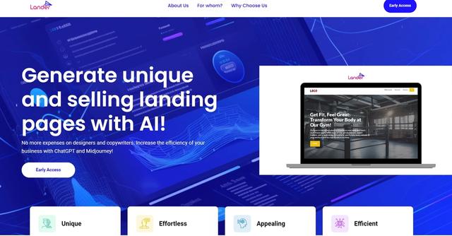 Lander - Generate unique and selling landing pages with AI