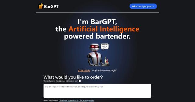 BarGPT - BarGPT, the Artificial Intelligence powered bartender.