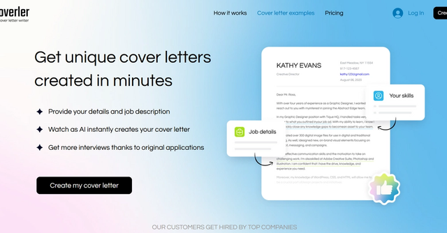 Coverler - AI generator of cover letters for job applications