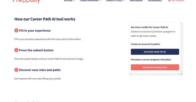 Career Path AI | Preppally - Get Inspiration for your Next Career Move or Job
