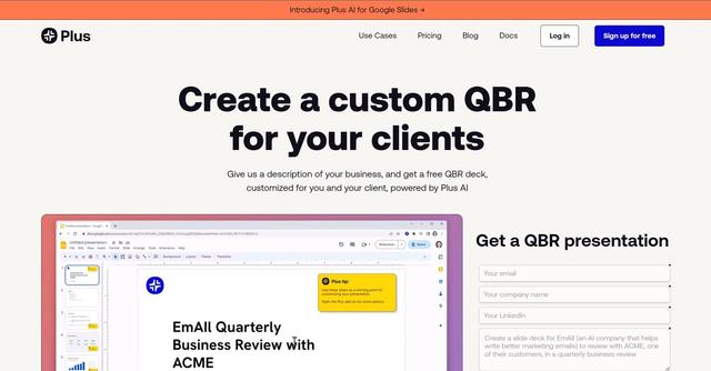 Plus AI QBRs and Sales Decks - Create a custom QBR for your clients